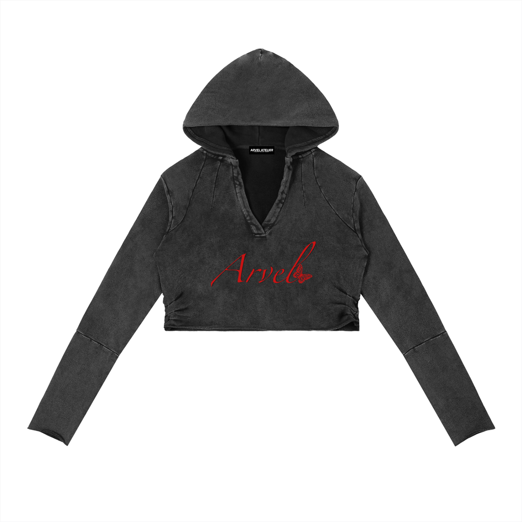 Arvel Atelier Black "Butterfly" Hooded Crop